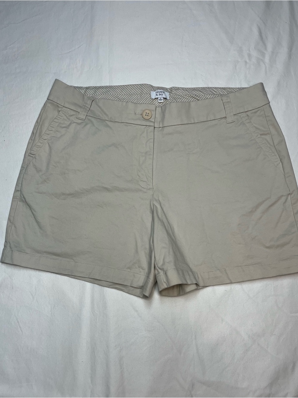 crown & ivy Beige Chino Shorts